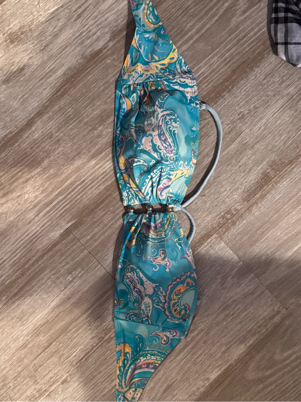 Lauren Ralph Lauren Teal Paisley Face Mask with Accent Bead
